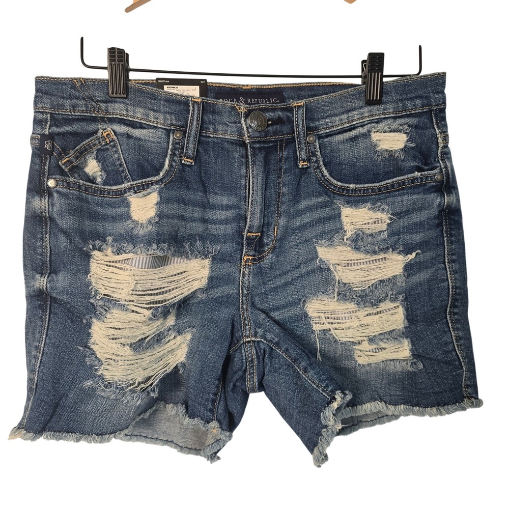 🆕️ NWT - Rock‎ Republic Hula Distressed Denim Jean Shorts Womens Size 8 Blue
